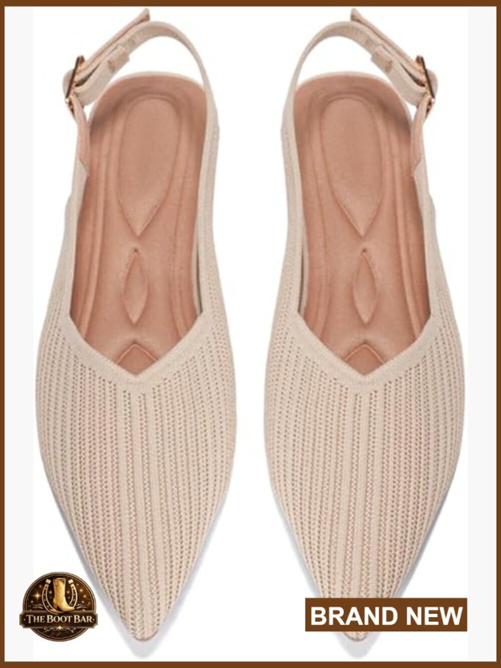 Womens Pointed Toe Knit Mesh Flats Foldable Ankle Strap Comfort Slip On